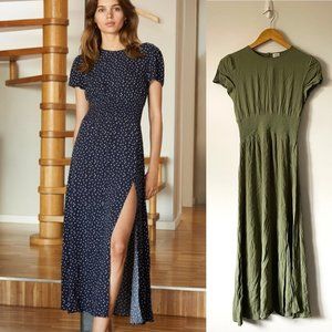 Aritzia Wilfred Maxime Midi Dress Moss Green Sz S
